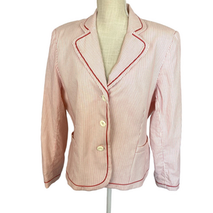 Vintage Designer Bob Mackie Blazer Jacket Red Trim & Stripes Women's 14 Fitted
